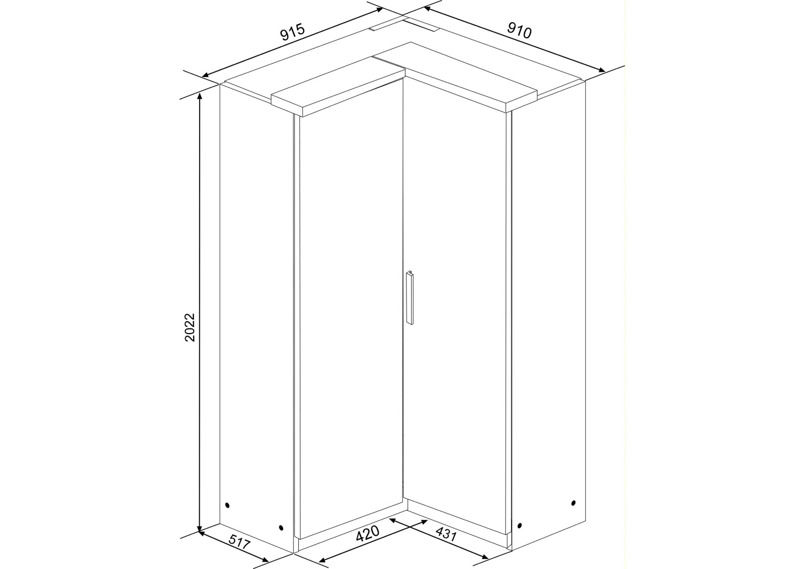 Corner wardrobe 2 doors Eco+