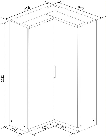 Corner wardrobe 2 doors Eco+