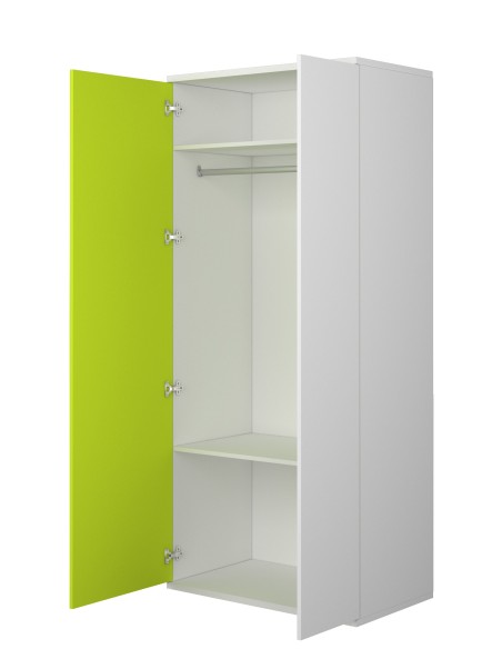 Wardrobe 2 doors white + green Bo0 - OUTLET