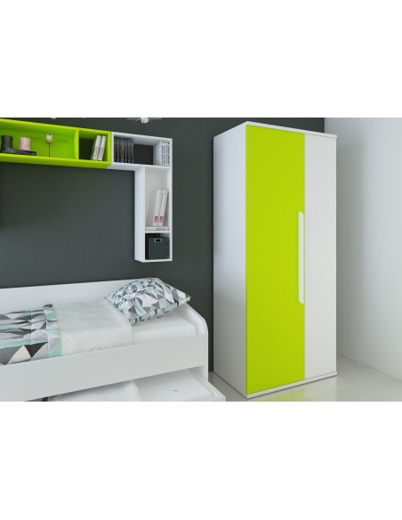 Armario 2 puertas blanco + verde Bo0 - OUTLET