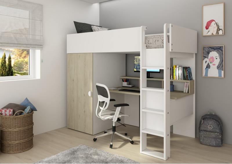 Cama estudio con armario 90x200cm FLOW