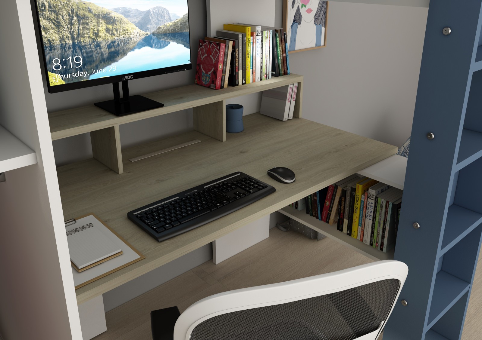 Cama estudio con armario 90x200cm FLOW