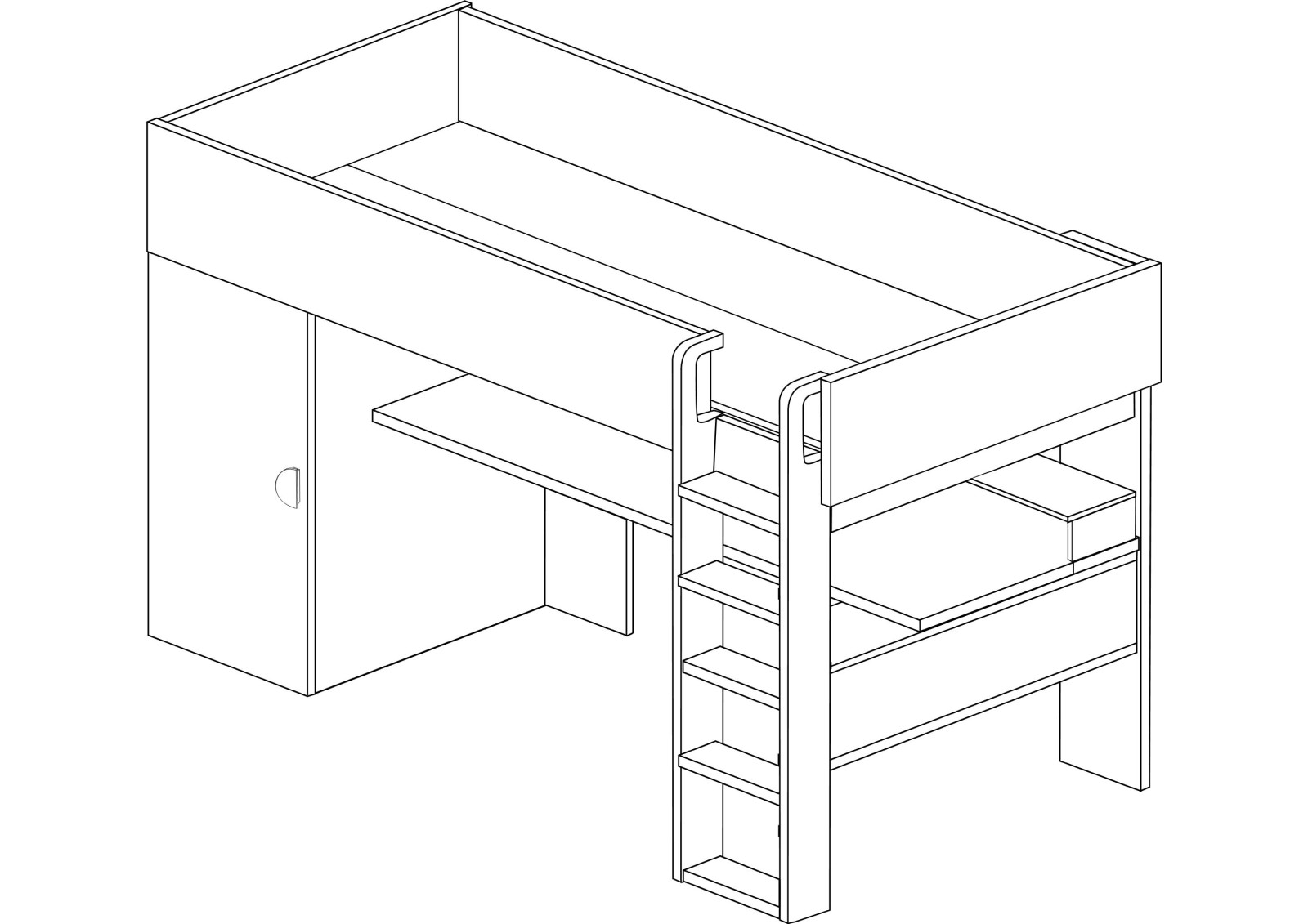 Cama estudio con armario 90x200cm FLOW