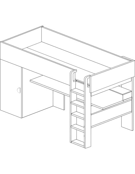 Cama estudio con armario 90x200cm FLOW