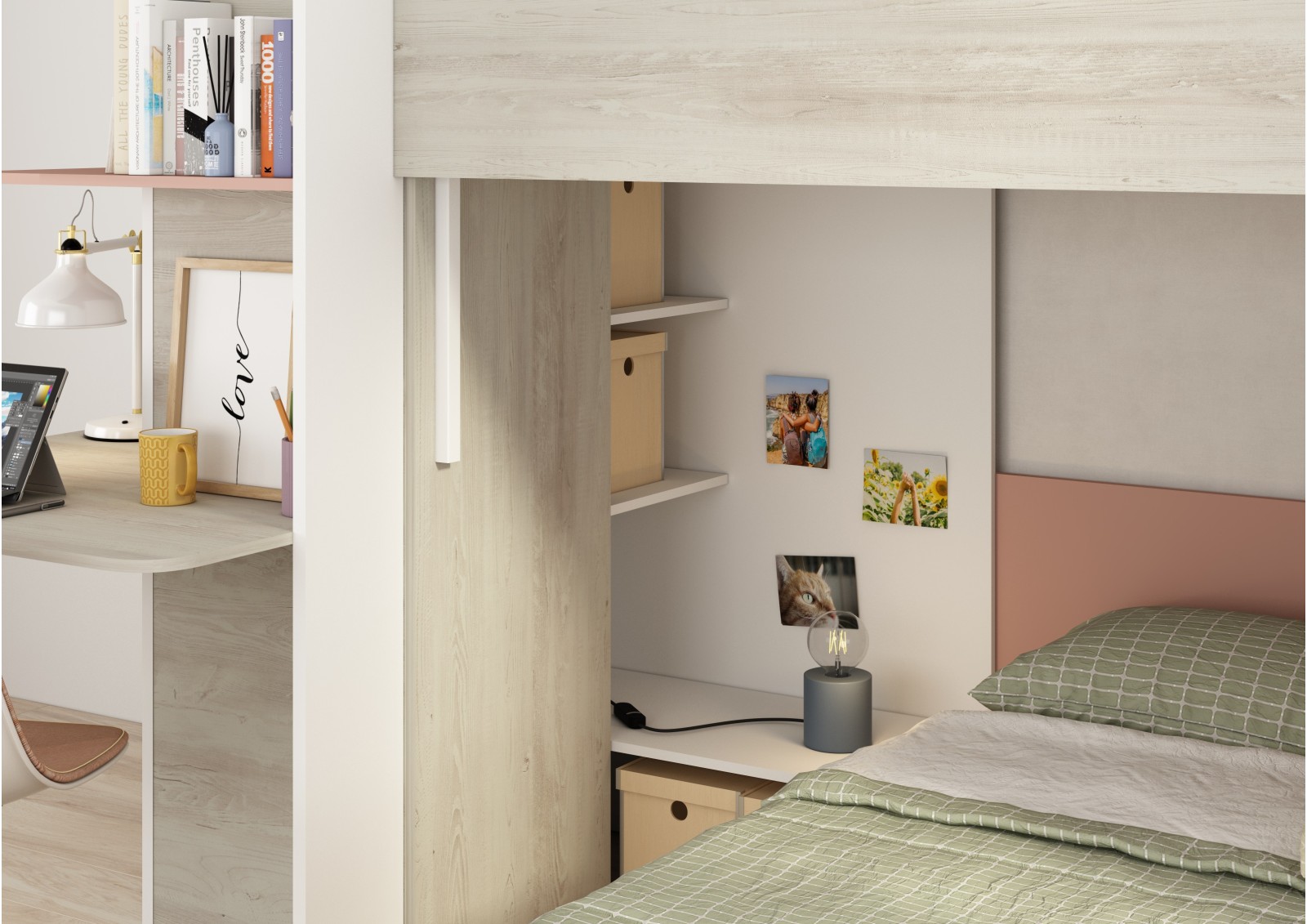 Bunkbed 90x190cm with desk, drawer and...