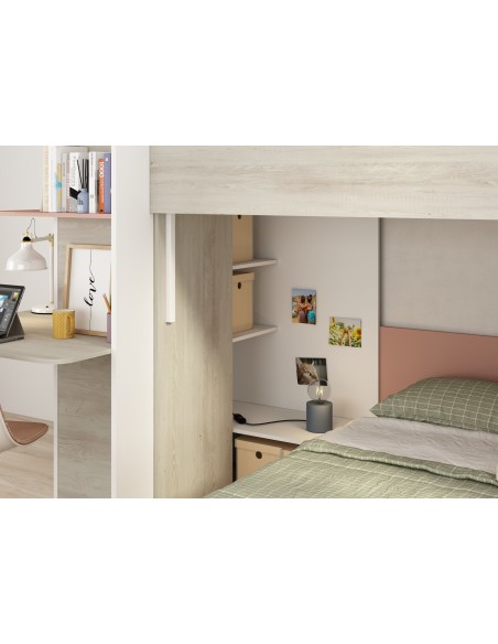 Bunkbed 90x190cm with desk, drawer and wardrobe.Palatino
