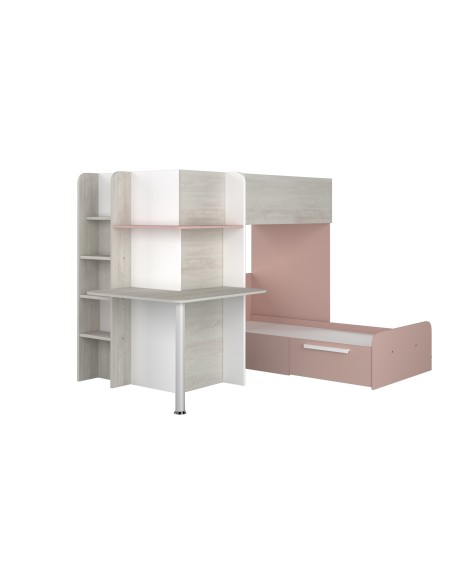 Bunkbed 90x190cm with desk, drawer and wardrobe.Palatino