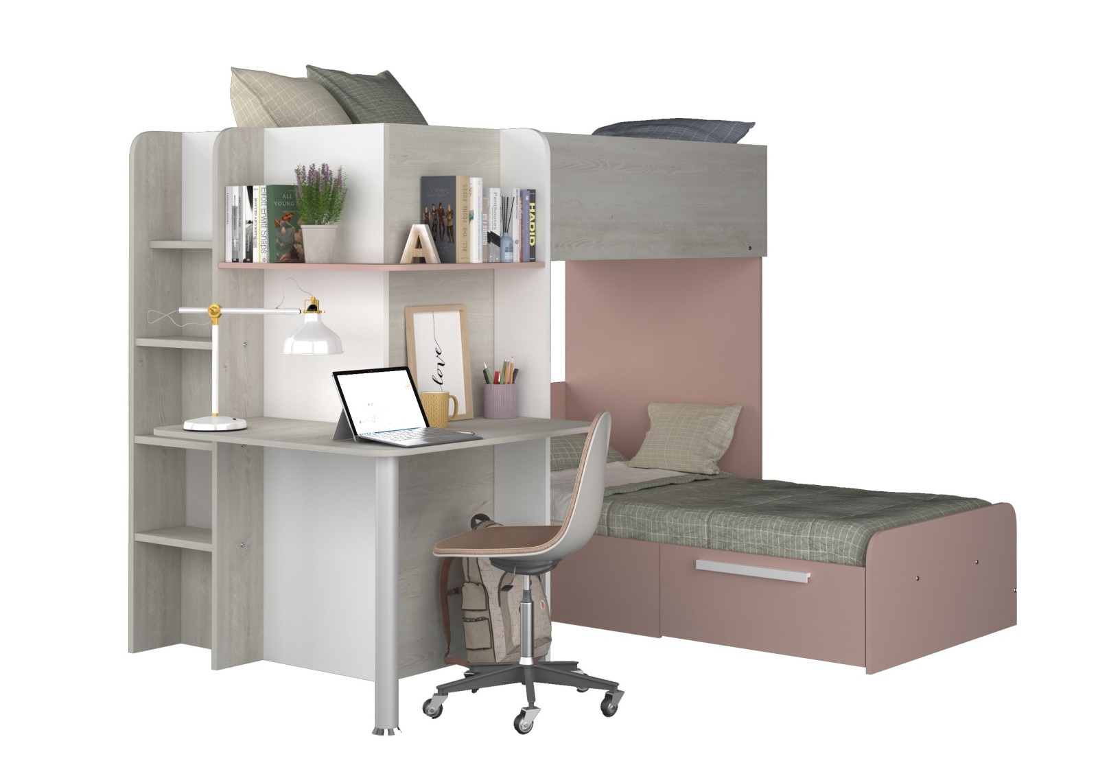 Bunkbed 90x190cm with desk, drawer and...