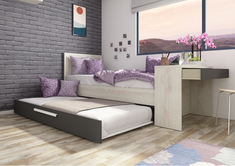 Cama nido 90x200cm con escritorio Shipley