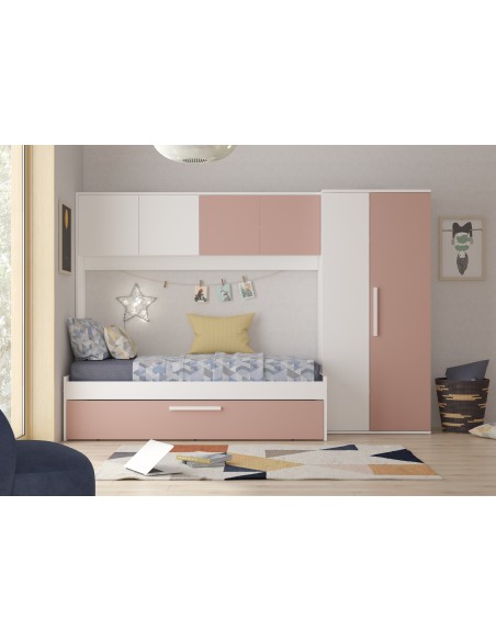 Habitación puente 90x200 con armarios y cama supletoria Artik