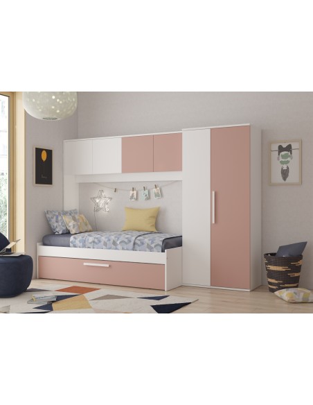 Habitación puente 90x200 con armarios y cama supletoria Artik