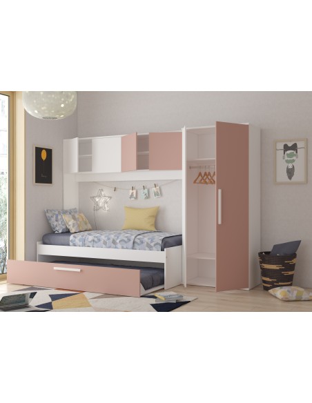 Habitación puente 90x200 con armarios y cama supletoria Artik