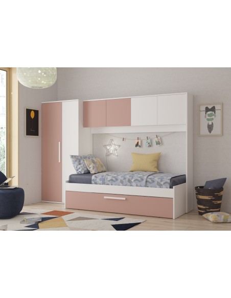 Habitación puente 90x200 con armarios y cama supletoria Artik
