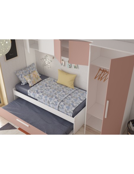 Habitación puente 90x200 con armarios y cama supletoria Artik