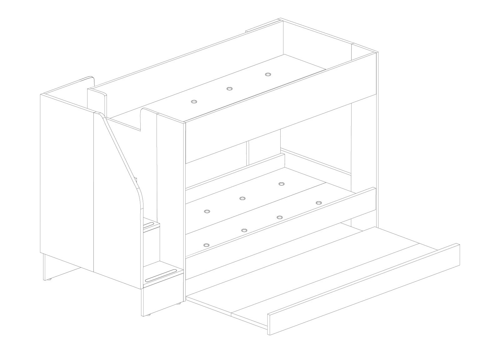 Bunk Bed with Pull-Out Bed 90x200cm Easy.