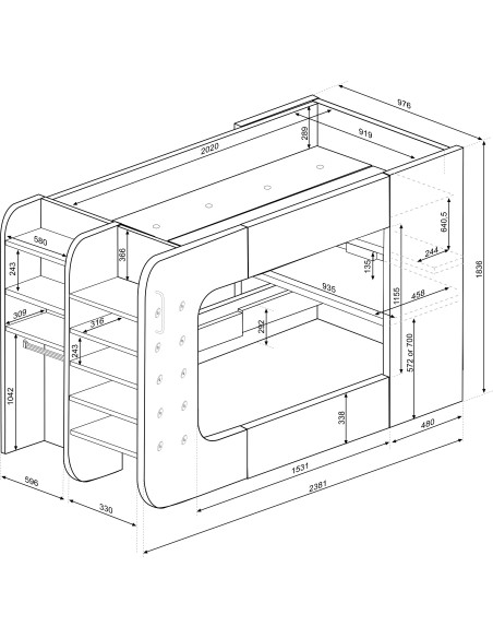 Litera Gamer 90x200cm. Mspace FrostByte