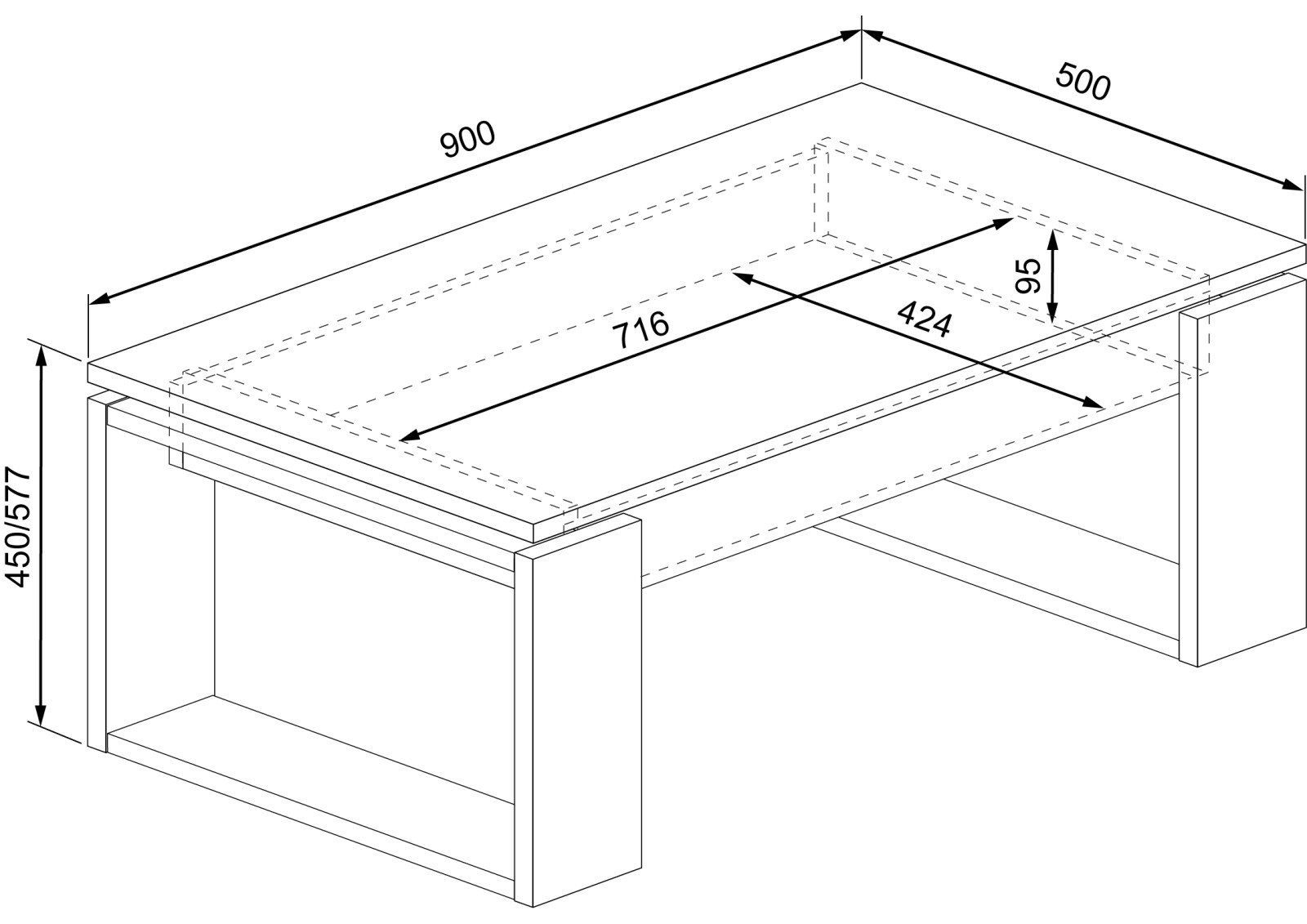Lift-Up coffee table Cosmit 2