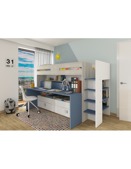 Bunk bed 90x200cm with desk and drawers Bo10