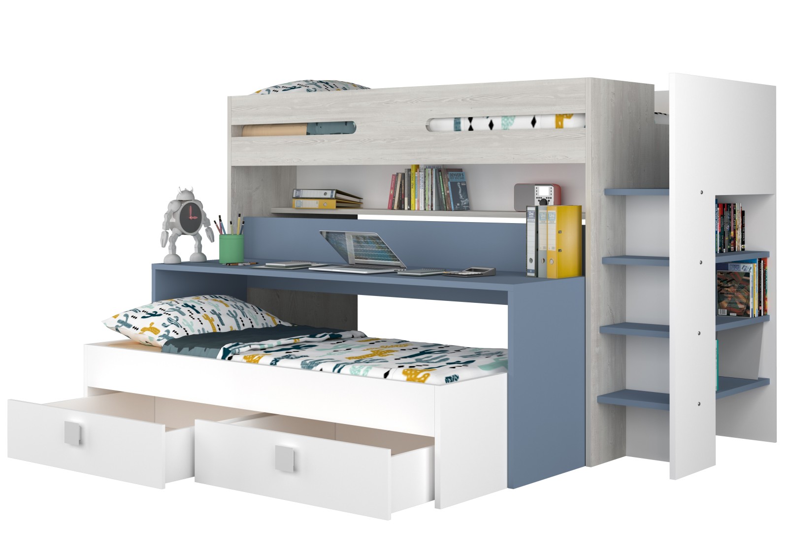 Bunk bed 90x200cm with desk and drawers Bo10