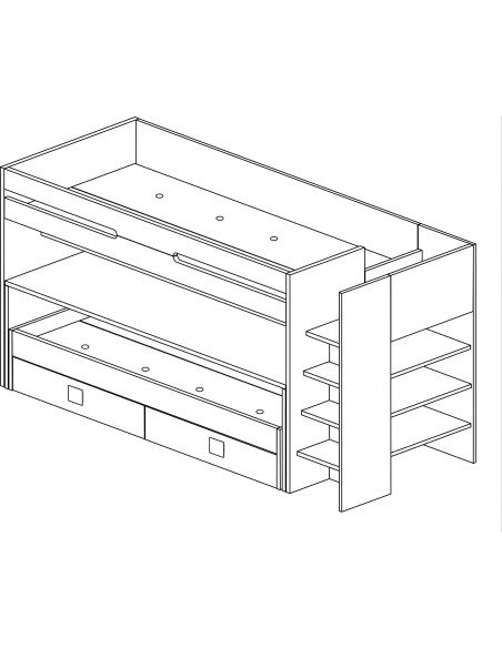 Bunk bed 90x200cm with desk and drawers Bo10
