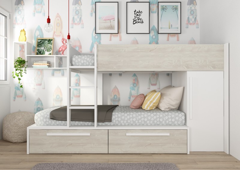Bunkbed 90x200cm with drawers and wardrobe 4.0