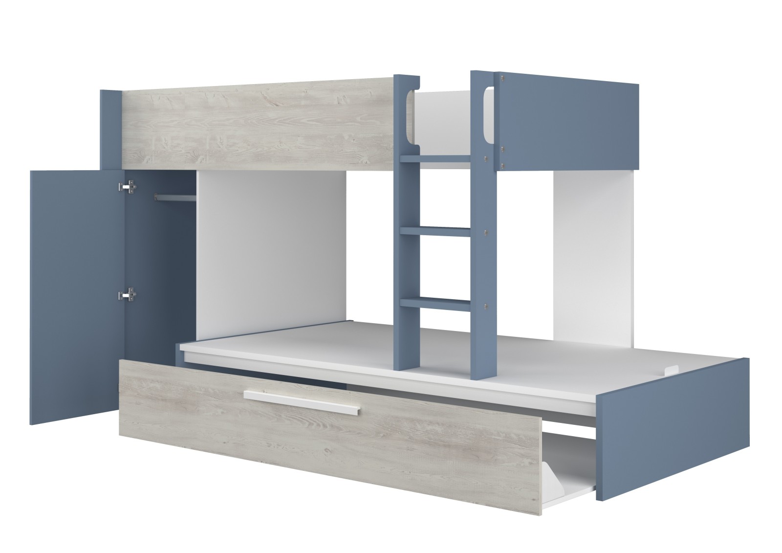 Bunkbed 90x200cm with wardrobe and pull-out bed...