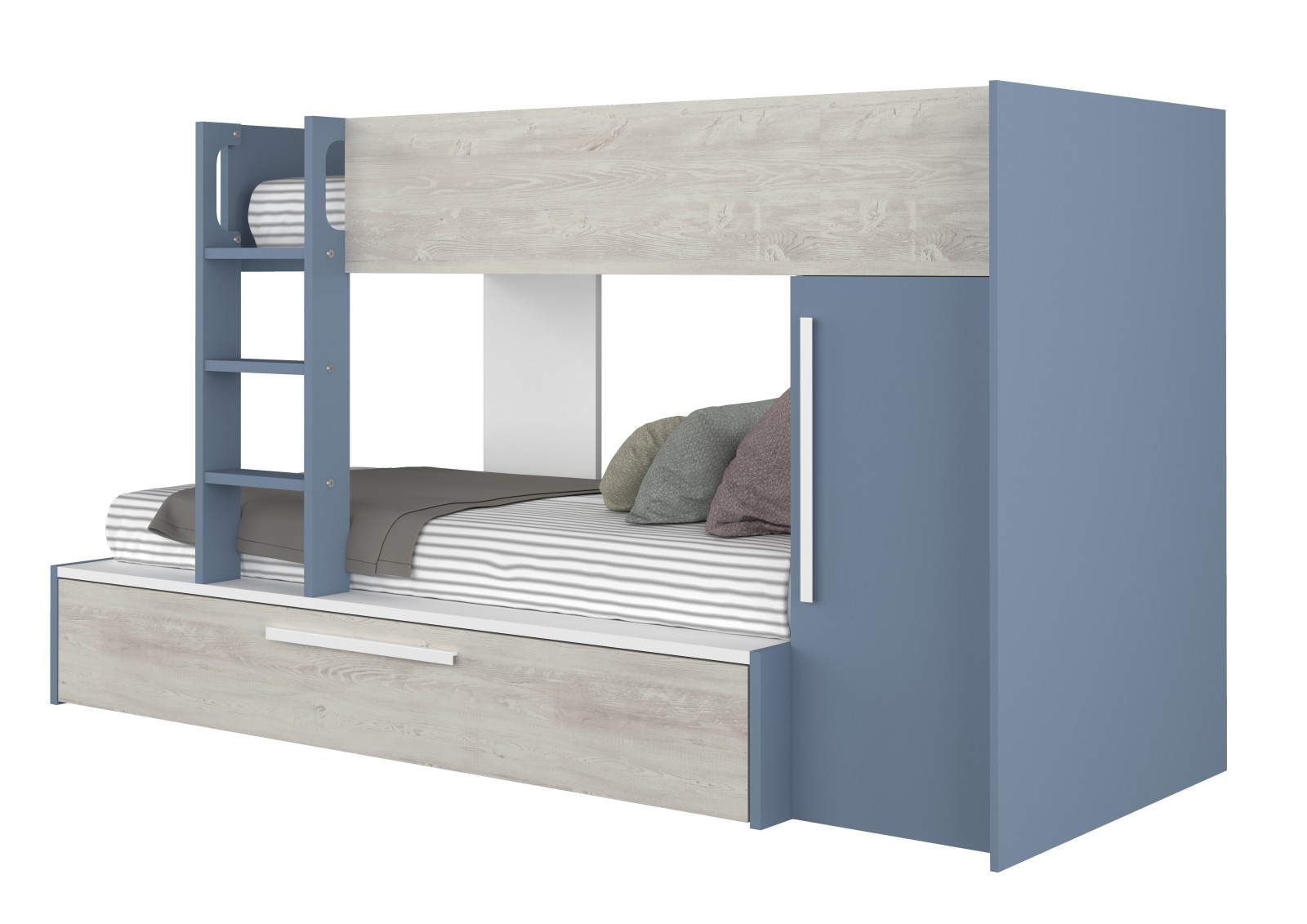 Bunkbed 90x200cm with wardrobe and pull-out bed...