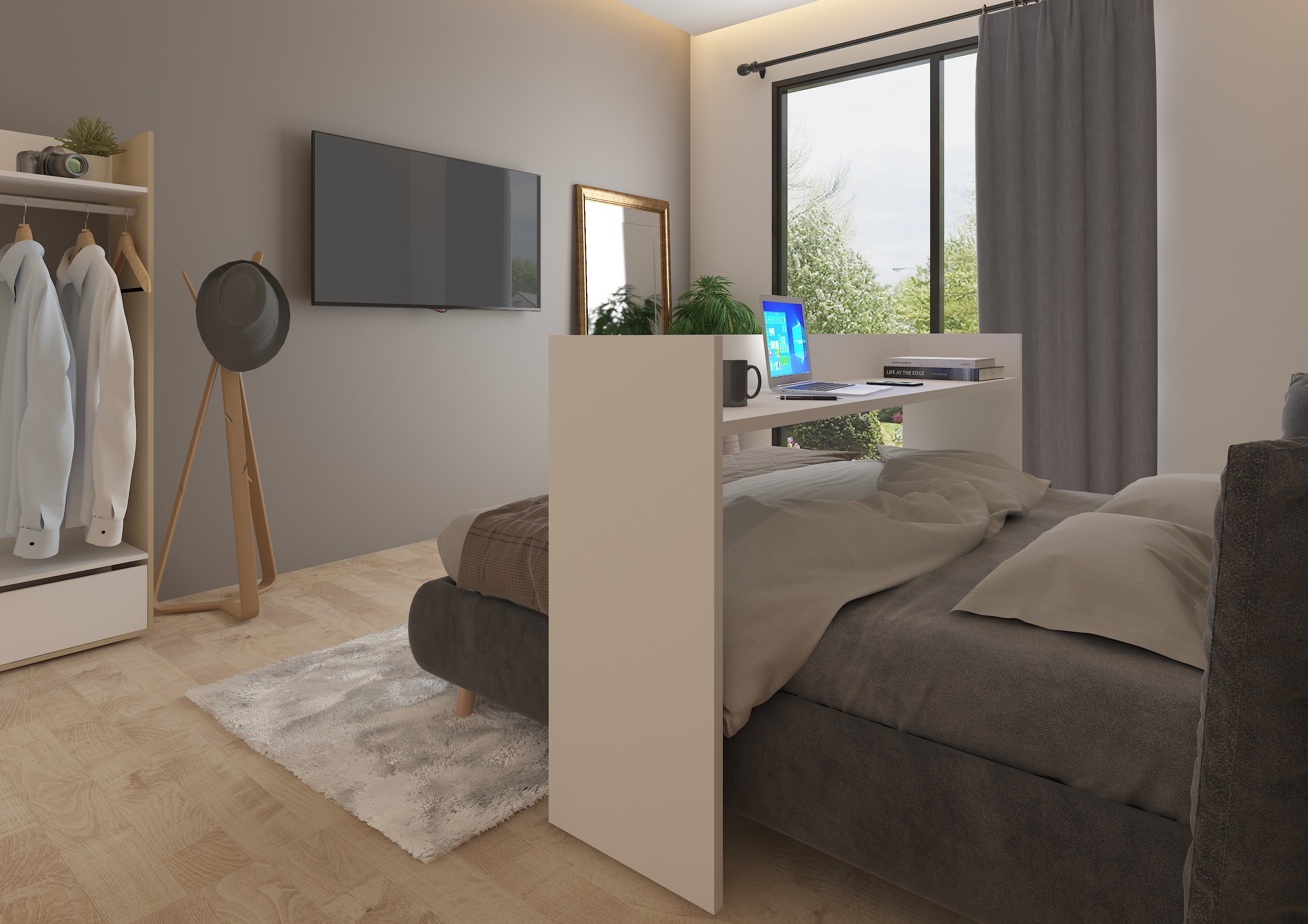 Mesa con ruedas para cama o pared FLEX – Versátil y funcional